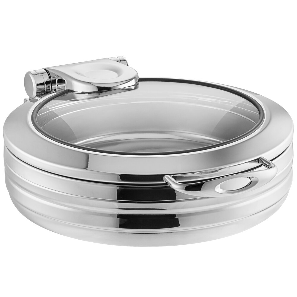 Acopa Manchester 6 Qt. Round Stainless Steel Induction Chafer with Glass Top and Close Lid