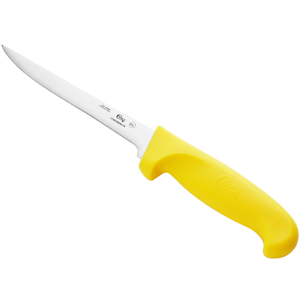 Choice 6" Narrow Stiff Boning Knife with Yellow Handle