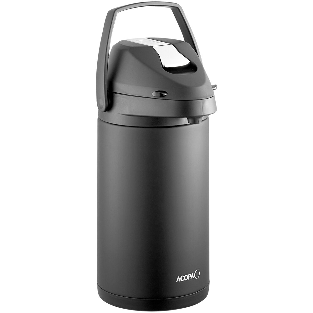 Acopa 4 Liter Stainless Steel Lined Matte Black Airpot with Metal Lever