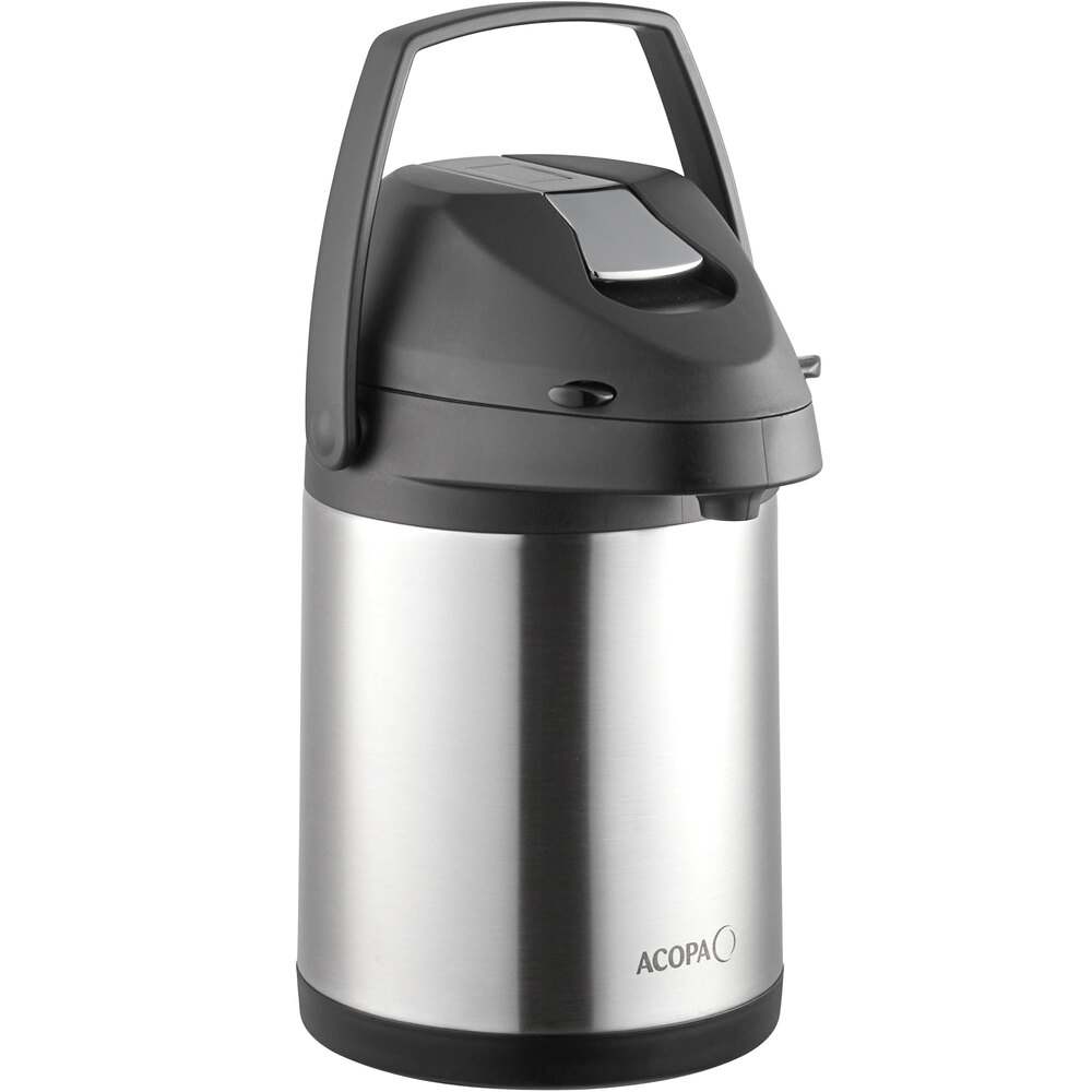 Acopa 2.5 Liter Stainless Steel Lined Airpot with Metal Lever