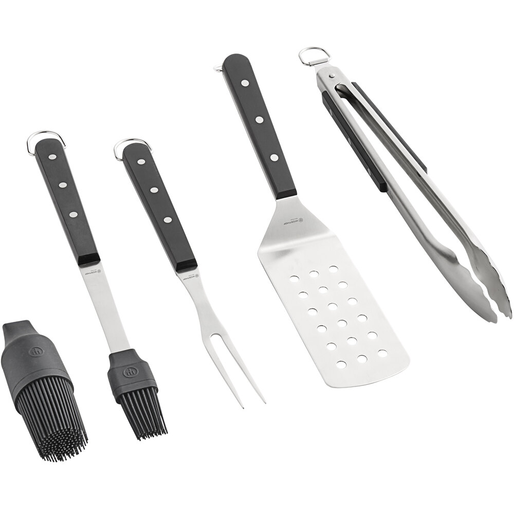 Wusthof 9069920001 4-Piece BBQ Set with Black POM Handles