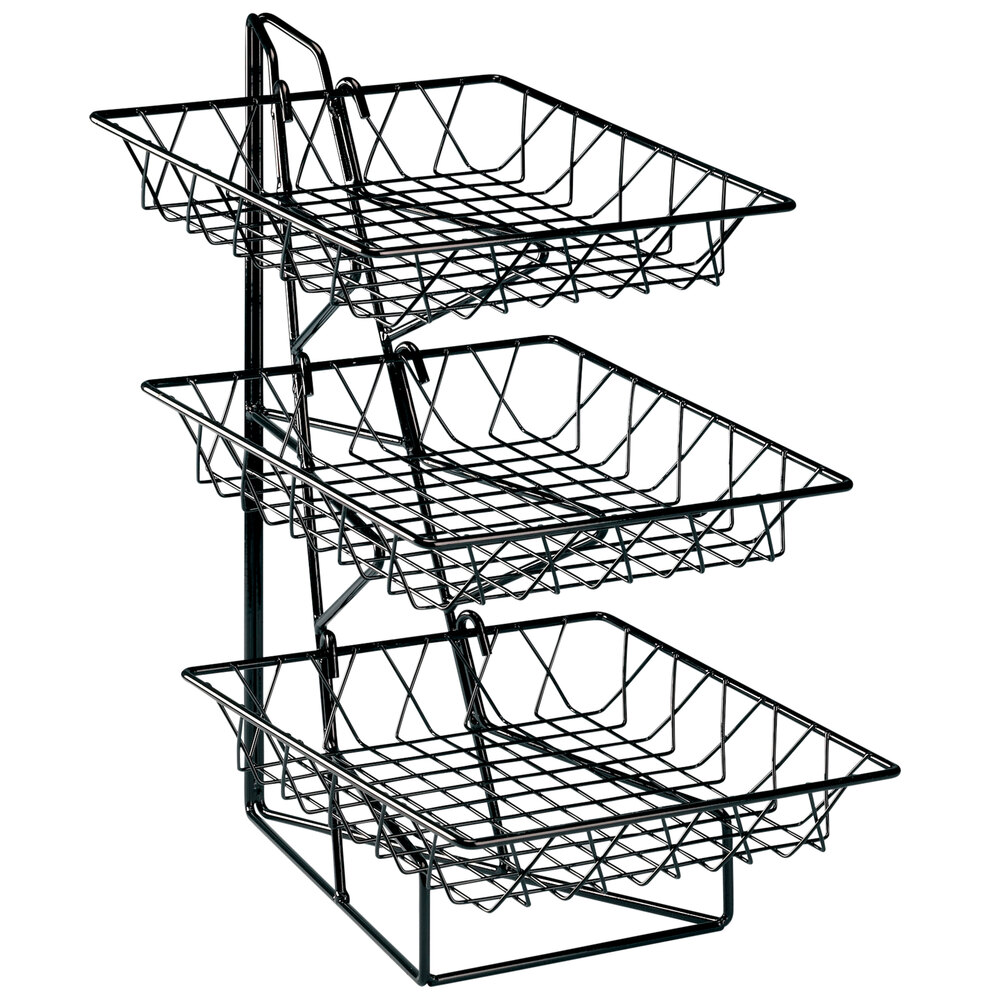 Cal-Mil 1293-3 Three Tier Merchandiser with Square Wire Baskets - 12" x 19" x 20"