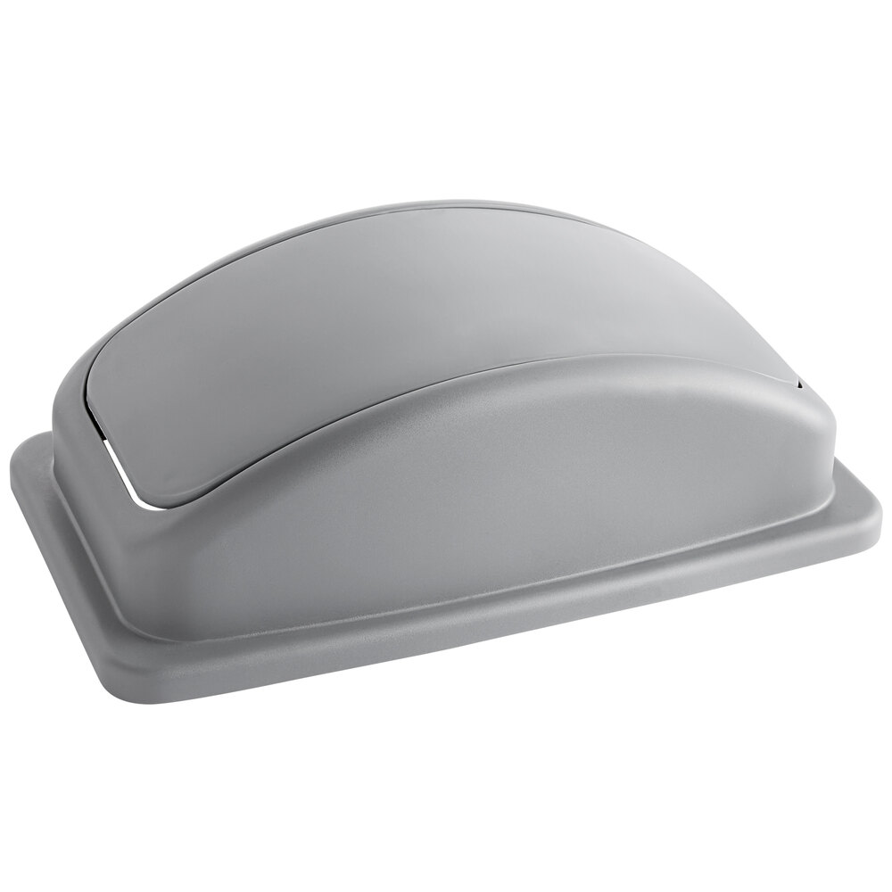 Lavex Gray Slim Rectangular Trash Can Dome / Swing Top Lid
