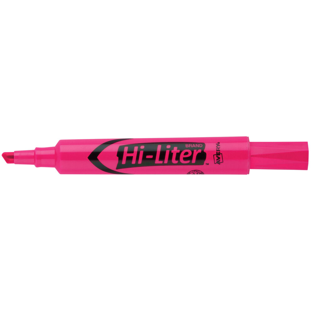 Avery® 24010 Hi-Liter® Fluorescent Pink Chisel Tip Desk Style Highlighter - 12/Pack