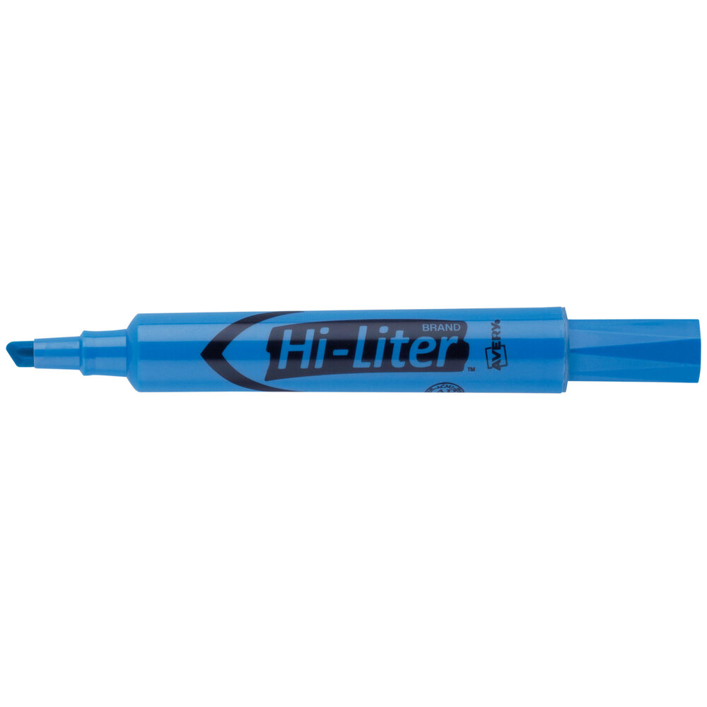 Avery® 24016 Hi-Liter® Fluorescent Blue Chisel Tip Desk Style Highlighter - 12/Pack