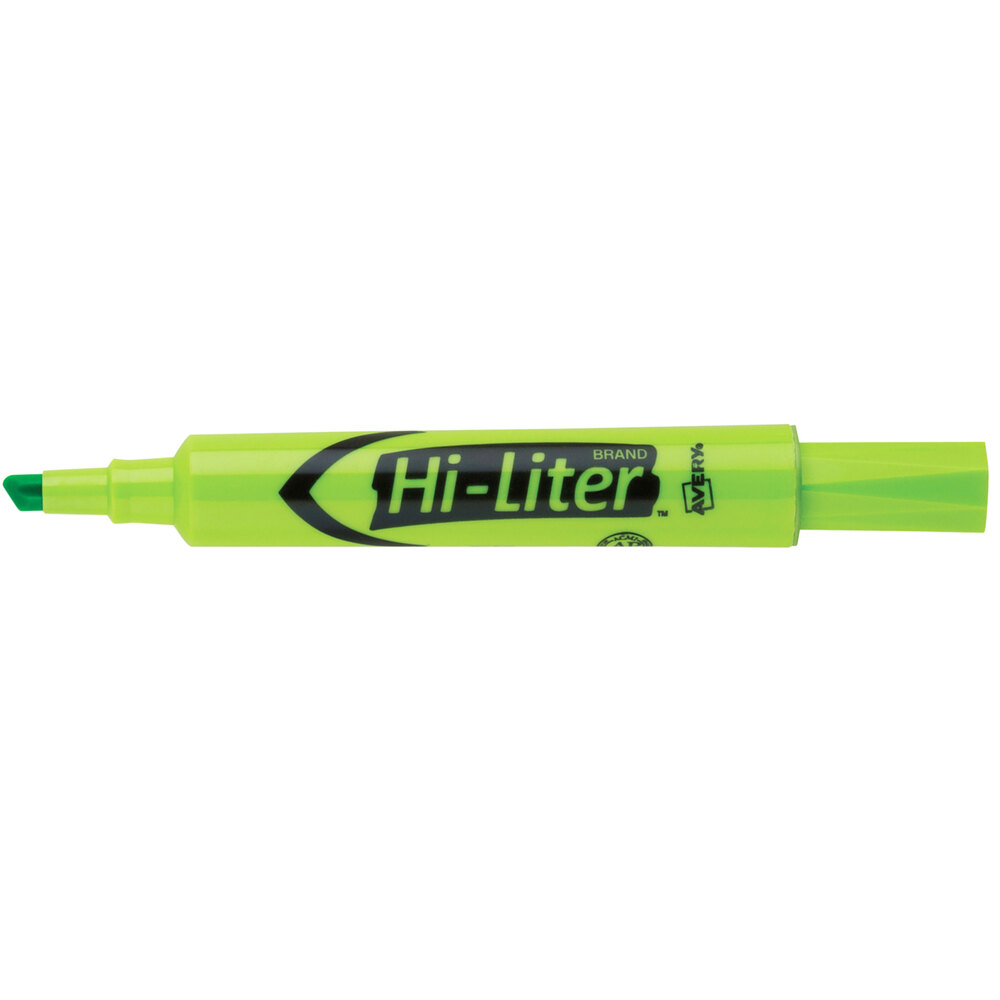 Avery® 24020 Hi-Liter® Fluorescent Green Chisel Tip Desk Style Highlighter - 12/Pack