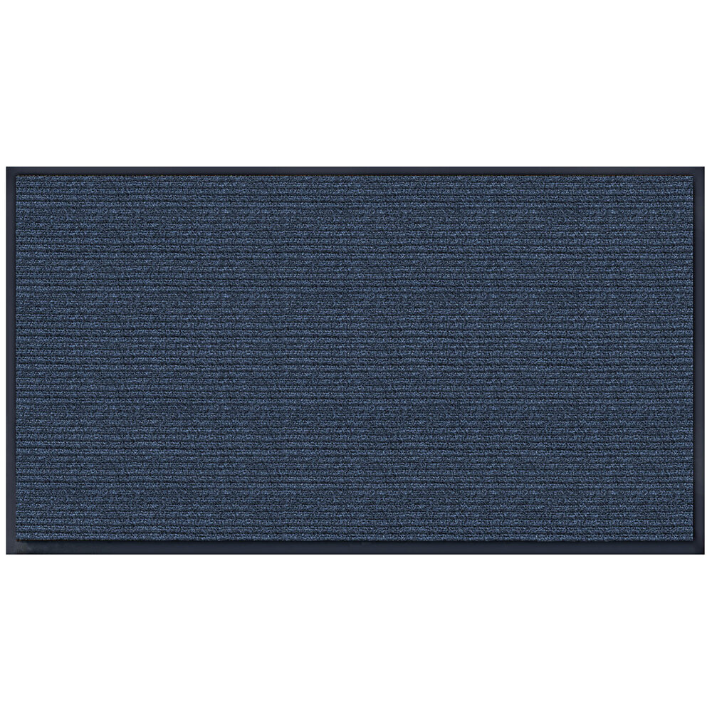 Lavex Needle Rib 4' x 6' Blue Antimicrobial PET Fiber Indoor Entrance Mat - 3/8" Thick