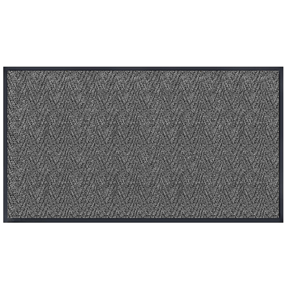 Lavex Chevron Rib 4' x 8' Gray Antimicrobial PET Fiber Indoor Entrance Mat - 3/8" Thick