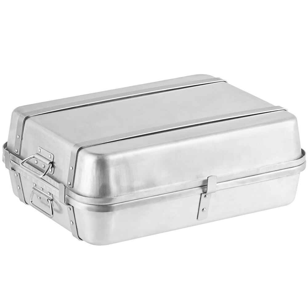 Choice 28 Qt. Aluminum Double Roaster Pan - 24" x 18" x 8 1/2"
