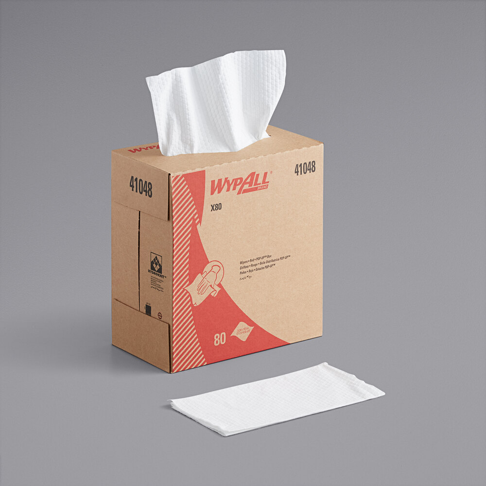 WypAll® 41048 X80 8 3/8" x 16 13/16" White Heavy-Duty Wiper - 400/Case