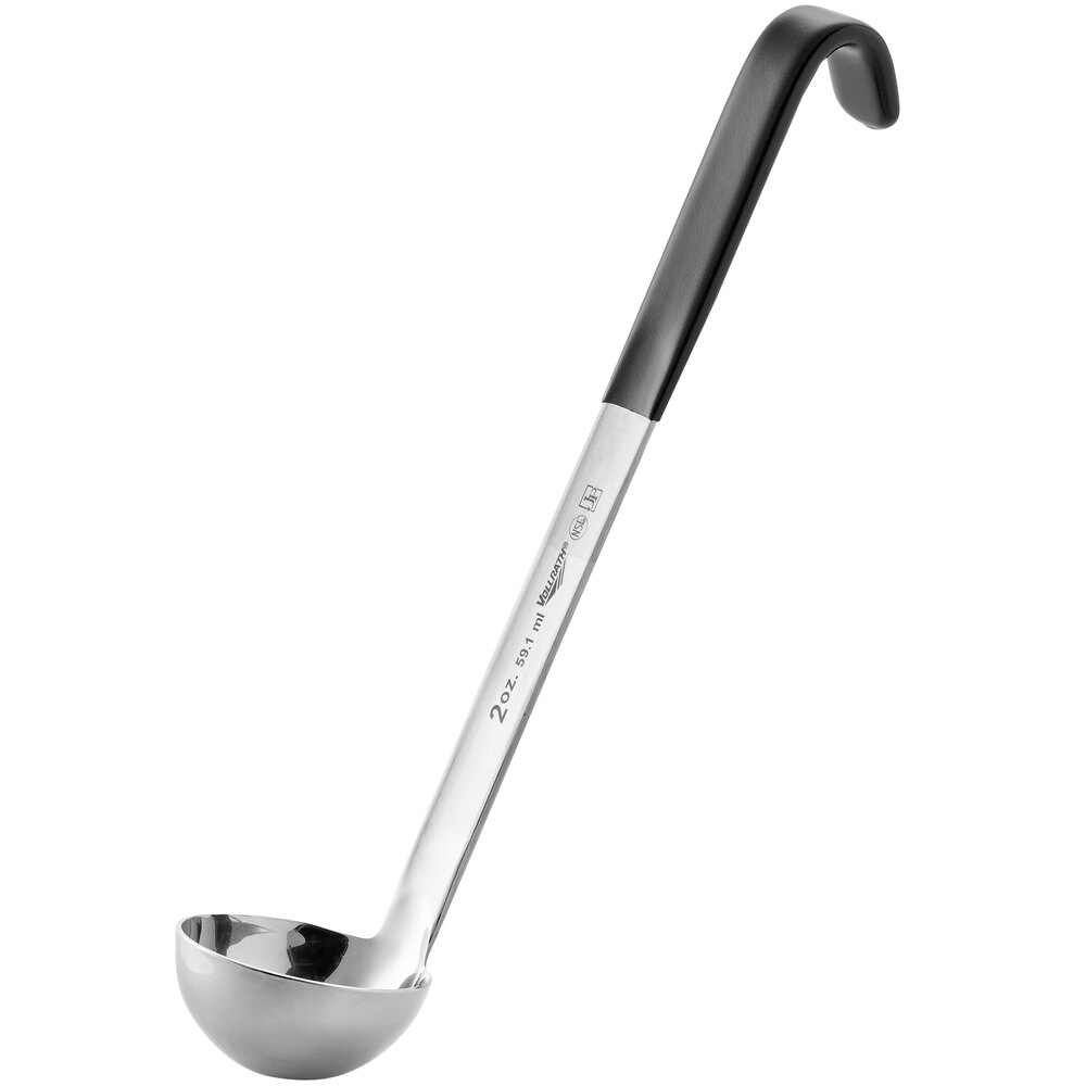 Vollrath 4980220 Jacob's Pride® 2 oz. One-Piece Stainless Steel Ladle with Black Kool-Touch® Handle