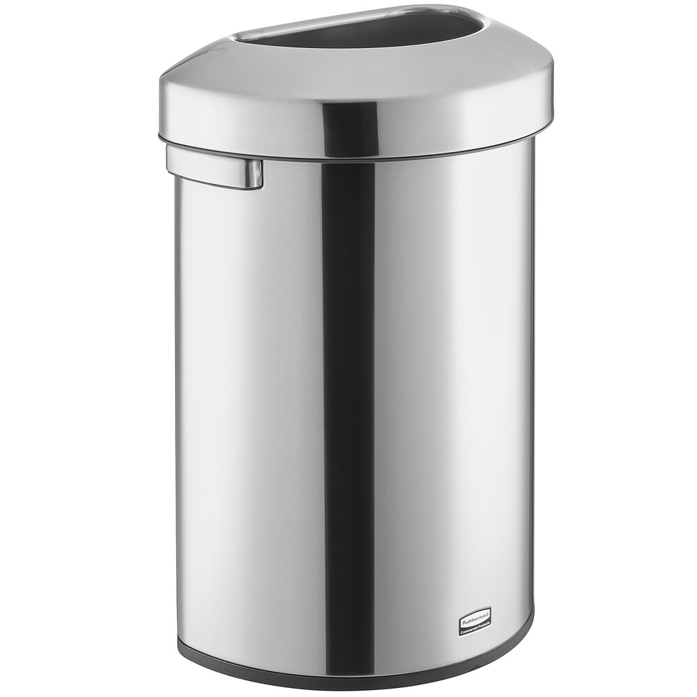 Rubbermaid® Refine 2147550 16 Gallon Stainless Steel Half Round Trash Can