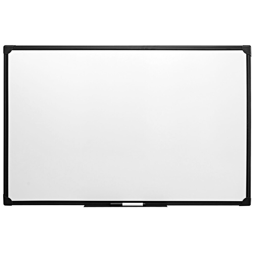 Universal UNV43628 36" x 24" White Melamine Dry Erase Board with Black Aluminum Frame