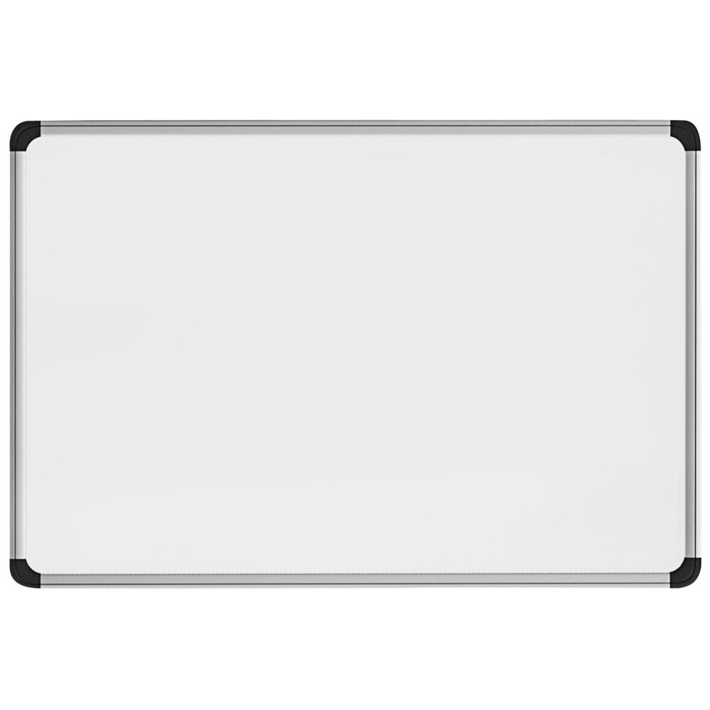 Universal UNV43734 48" x 36" White Magnetic Steel Dry Erase Board with Aluminum Frame and Black Plastic Corners