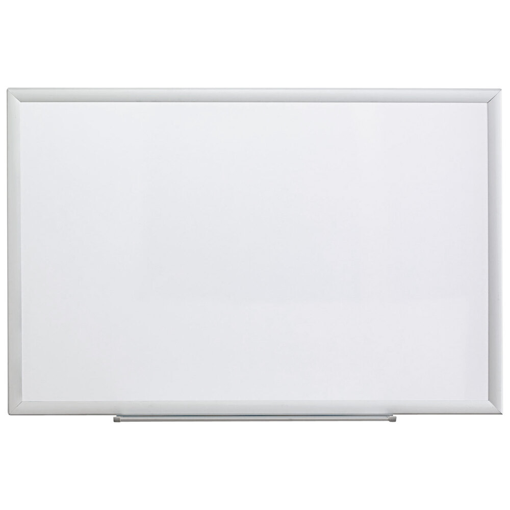 Universal UNV44624 36" x 24" Deluxe White Melamine Dry Erase Board with Aluminum Frame