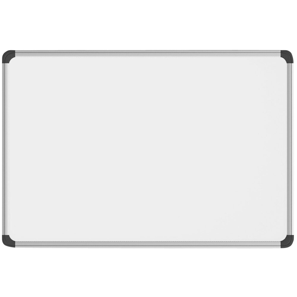 Universal UNV43732 24" x 18" White Magnetic Steel Dry Erase Board with Aluminum Frame and Black Plastic Corners