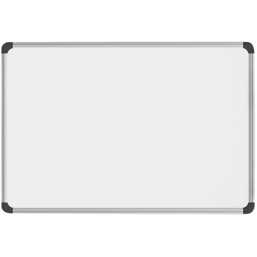 Universal UNV43735 72" x 48" White Magnetic Steel Dry Erase Board with Aluminum Frame and Black Plastic Corners
