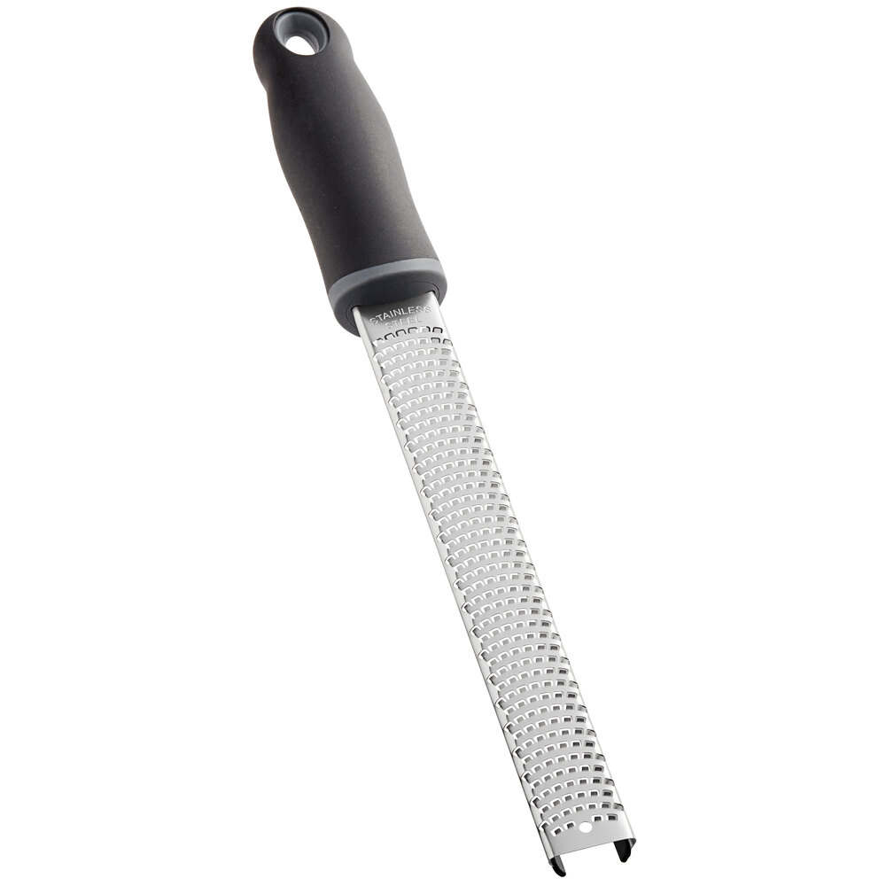 Choice 13" Handheld Stainless Steel Zester with Non-Slip Black Handle