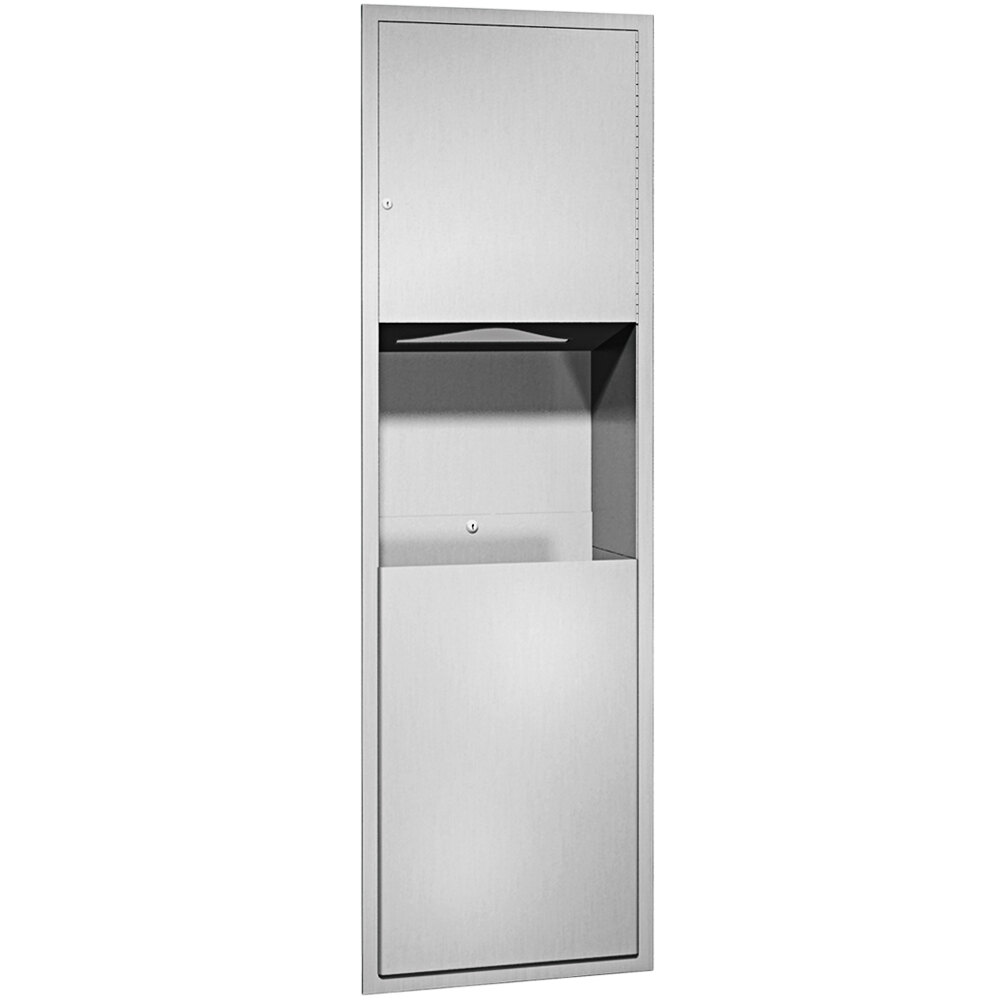 American Specialties, Inc. Traditional 10-04697 Stainless Steel Recessed Paper Towel Dispenser / Waste Receptacle