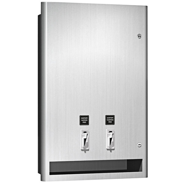 American Specialties, Inc. Profile 10-9468-F Large Recessed No Coin Sanitary Napkin / Tampon Dispenser