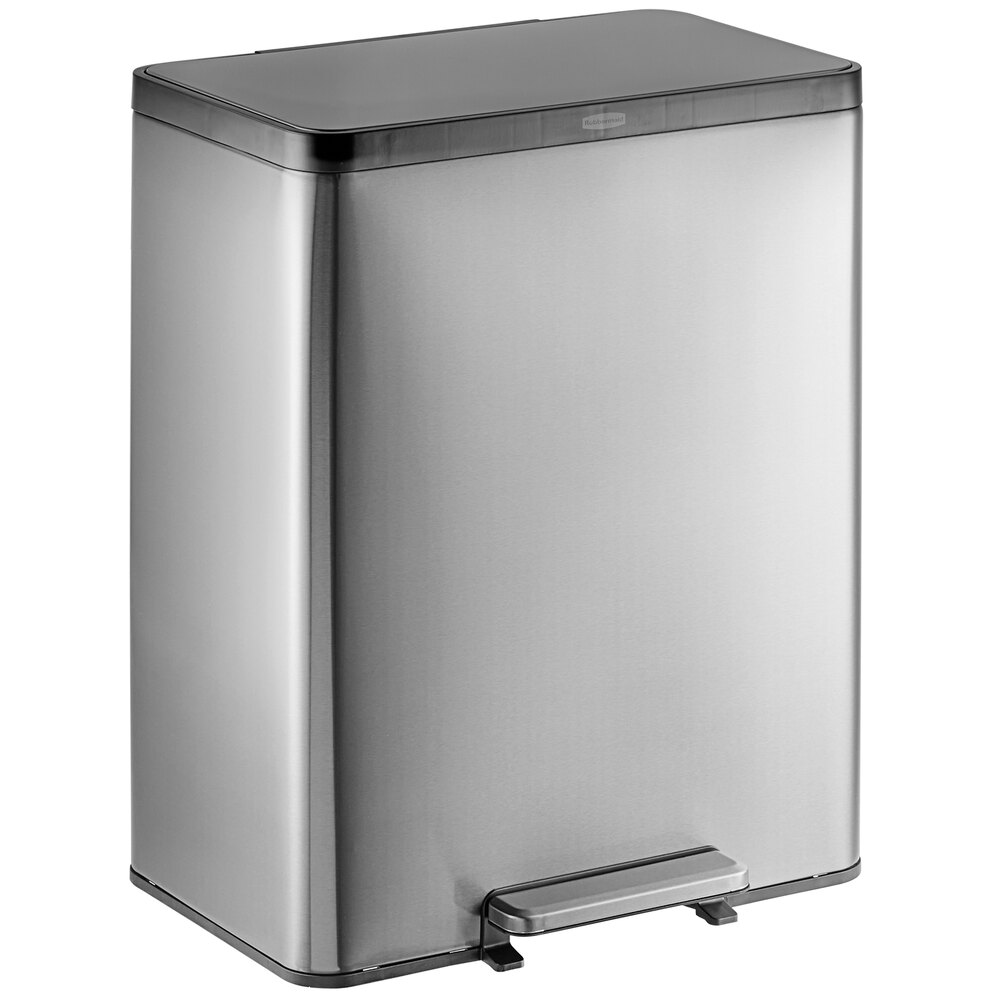 Rubbermaid® 2145985 15.9 Gallon Metal Dual Stream Step-On Trash Can