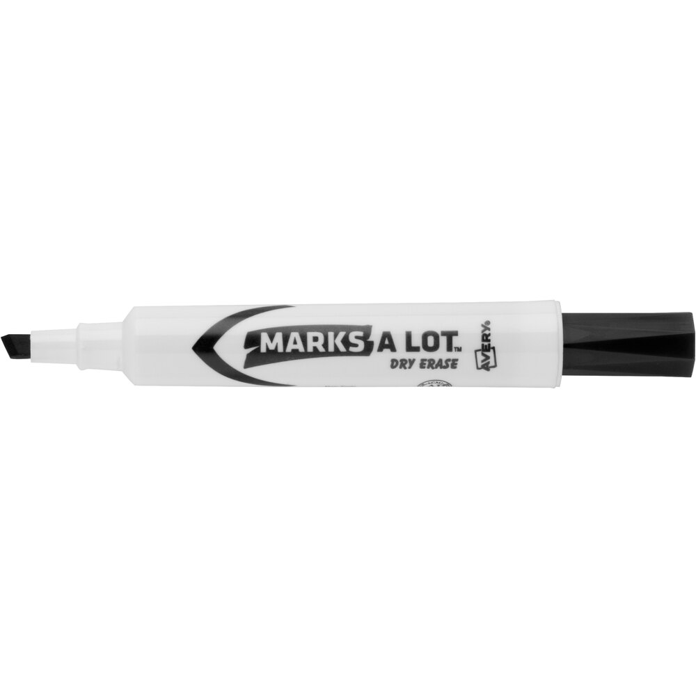 Avery® 24408 Marks-A-Lot Black Chisel Tip Desk Style Dry Erase Marker - 12/Pack