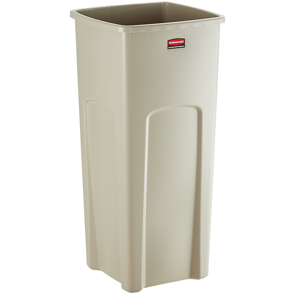 Rubbermaid® FG356988BEIG Untouchable 92 Qt. / 23 Gallon Beige Square Trash Can