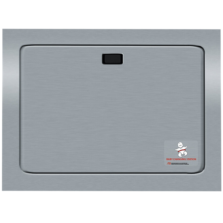 American Specialties, Inc. 10-9018 Stainless Steel Recessed Horizontal Baby Changing Station