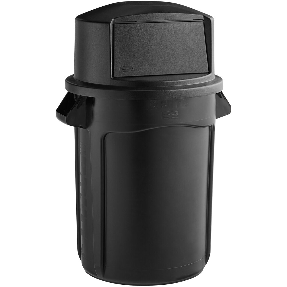 Rubbermaid® BRUTE 32 Gallon Black Executive Trash Can with Black Round Dome Top