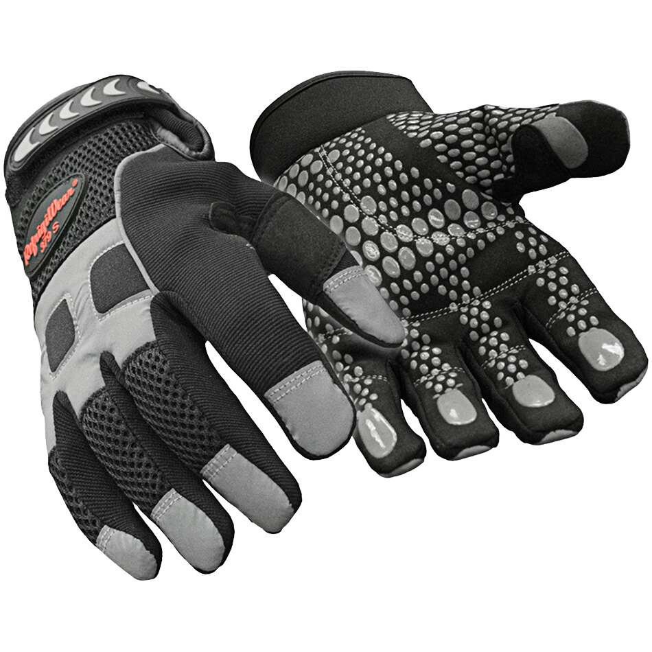 RefrigiWear 0379RBLKLAR Black Insulated HiVis Super Grip Glove - Large - Pair