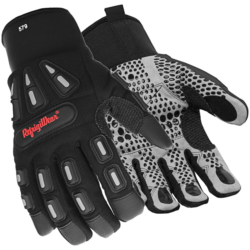 RefrigiWear 0579RBLKMED Black Insulated Impact Pro Gloves - Medium - Pair