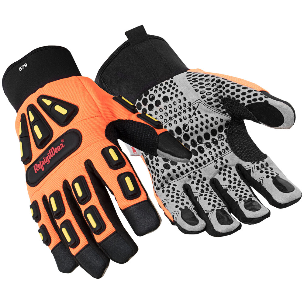 RefrigiWear 0579RHVOSML Orange Insulated HiVis Impact Pro Gloves - Small - Pair