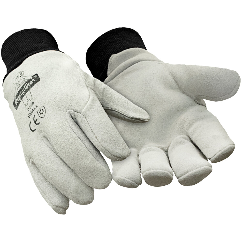 RefrigiWear 0250RGRASML Gray Insulated Cowhide Freezer Gloves - Small