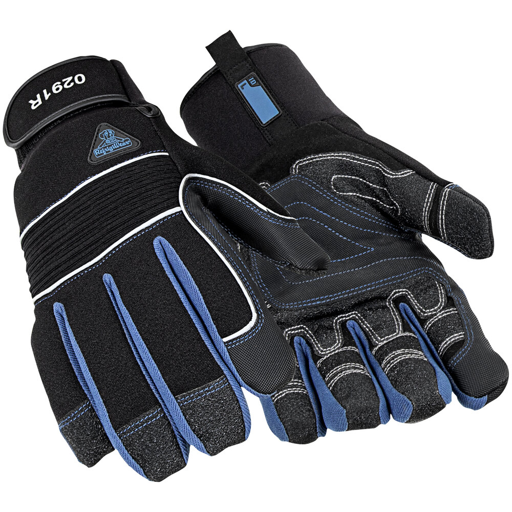 RefrigiWear 0291RBLKLAR Black Waterproof Frostline Gloves - Large