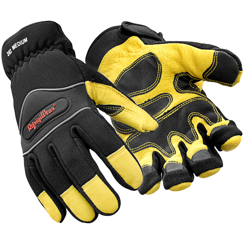 RefrigiWear 0282RGBKLAR Gold / Black Insulated Abrasion Safety Gloves - Large