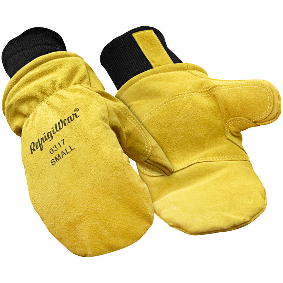 RefrigiWear 0317RGLDSML Gold Insulated Leather Mitt - Small