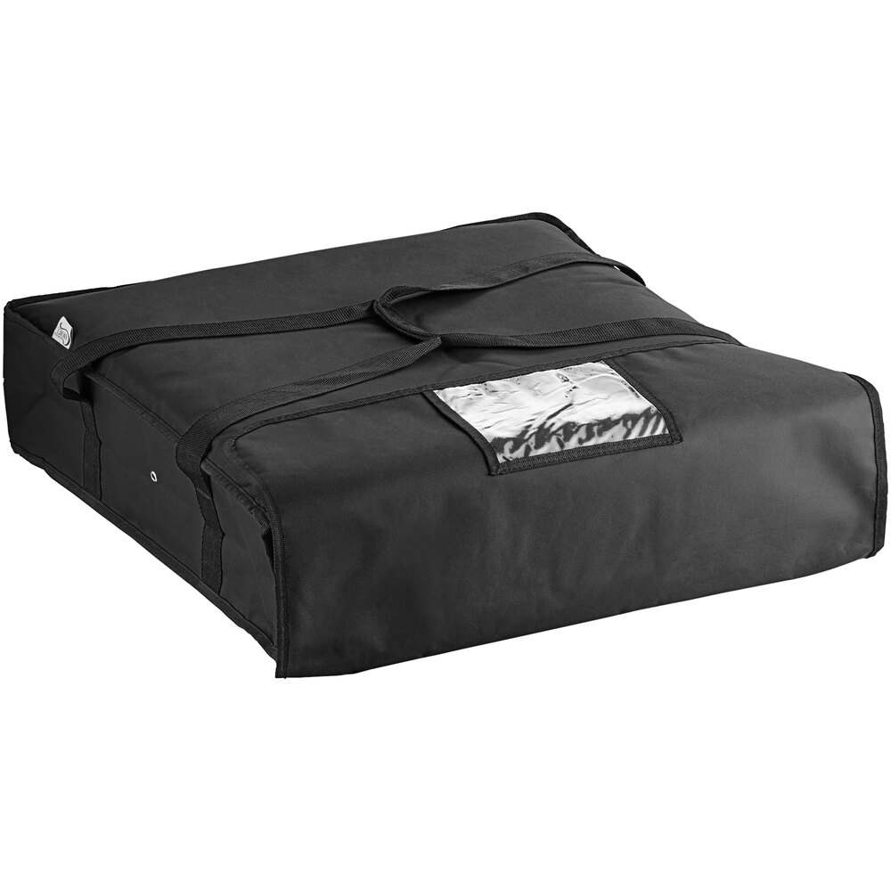 Choice Insulated Pizza Delivery Bag, Black Nylon, 24" x 24" x 5" - Holds Up To (3) 20" or (2) 22" Pizza Boxes or (1) 24" Pizza Box