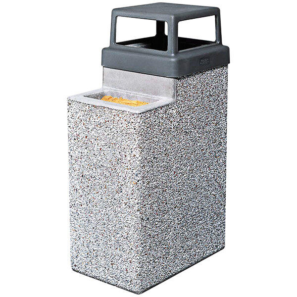 Wausau Tile Ash-n-Trash TF2070 4-Way Top 9 Gallon Square Concrete Waste and Cigarette Receptacle
