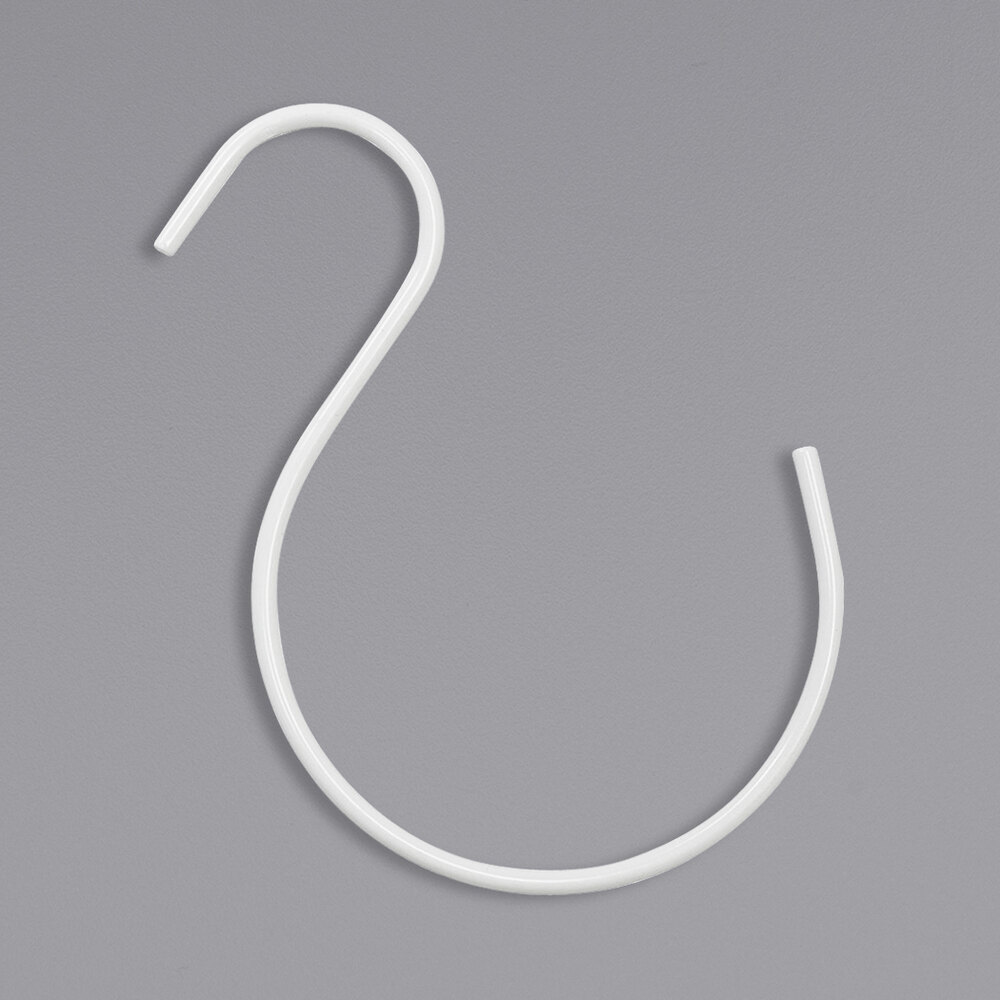 7" White S-Shaped Pants Hook - 12/Pack