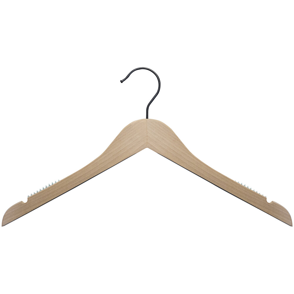 17" Ashwood Wooden Shirt Hanger with Gunmetal Hook - 100/Pack