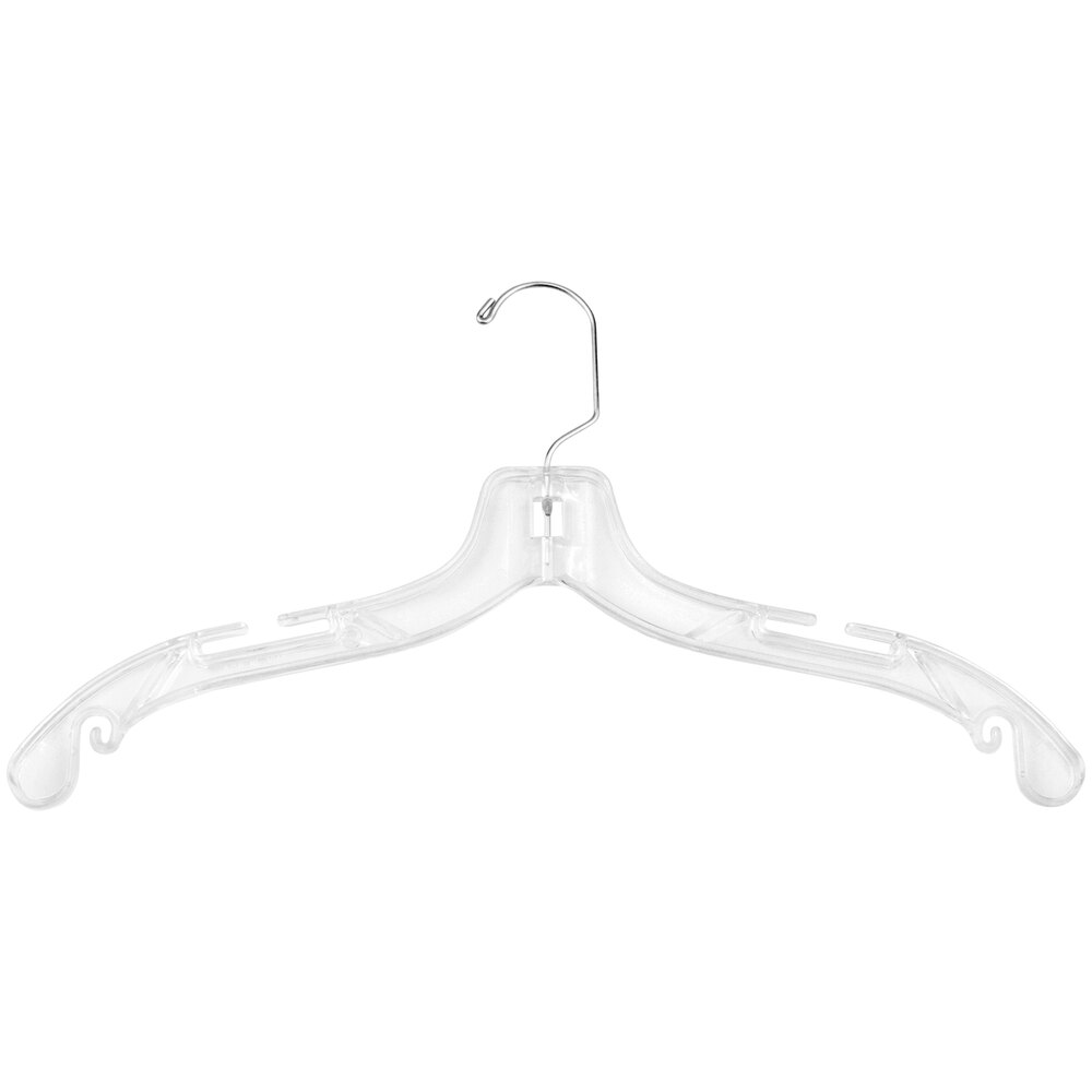 17" Clear Plastic Jumbo Shirt Hanger with Chrome Hook - 100/Pack