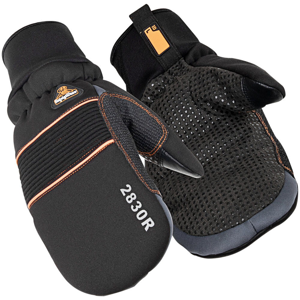 RefrigiWear 2830RBLKLAR Black Insulated PolarForce Mitts - Large - Pair