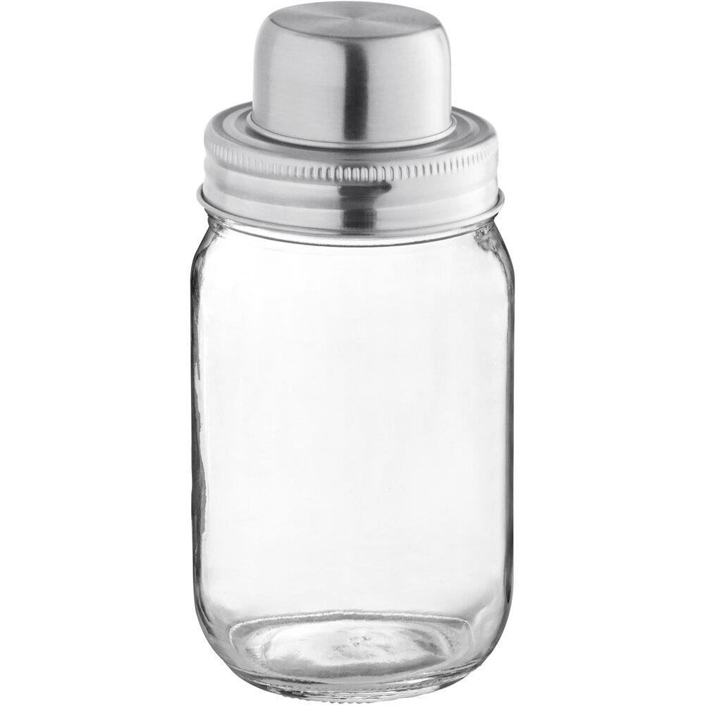 Acopa 15 oz. 3-Piece Glass Mason Jar Cocktail Shaker