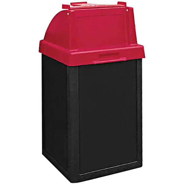 Wausau Tile TF1017 Tuffy 22 Gallon Plastic Square Trash Can with Push Door Lid and Tray Caddy