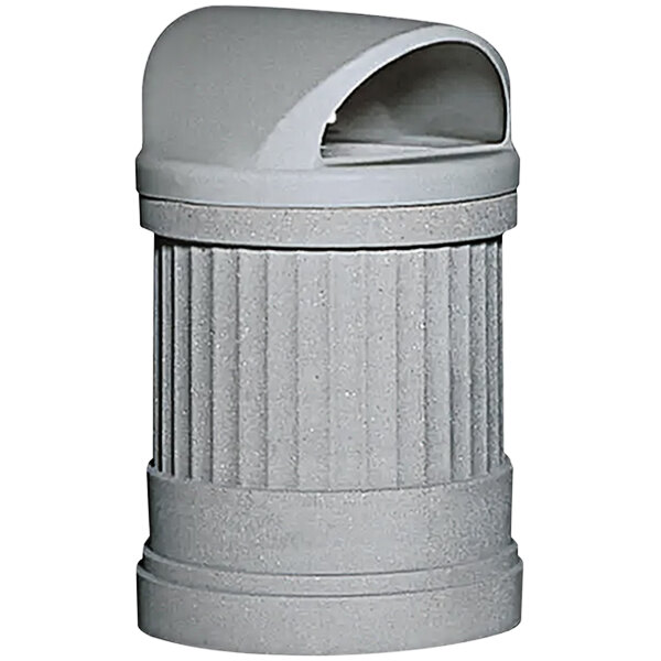 Wausau Tile TF1191 Deerfield 31 Gallon Concrete Round Decorative Outdoor Trash Can with Plastic Dome Lid