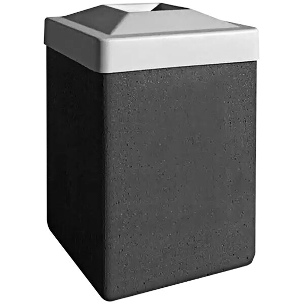 Wausau Tile TF1025 53 Gallon Concrete Square Decorative Outdoor Trash Can with Plastic Pitch-In Lid