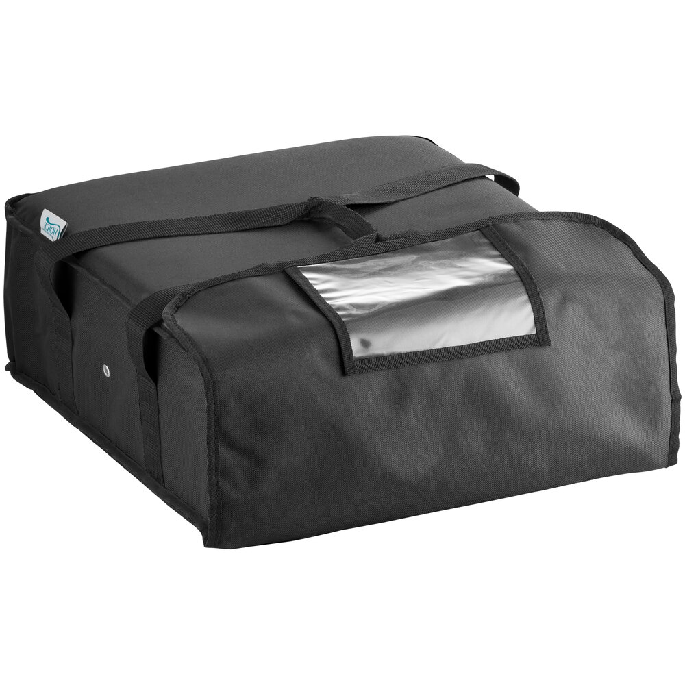 Choice Customizable Insulated Pizza Delivery Bag Black Nylon 18" x 18" x 5 1/2" - Holds up to (2) 16" or (1) 18" Pizza Boxes