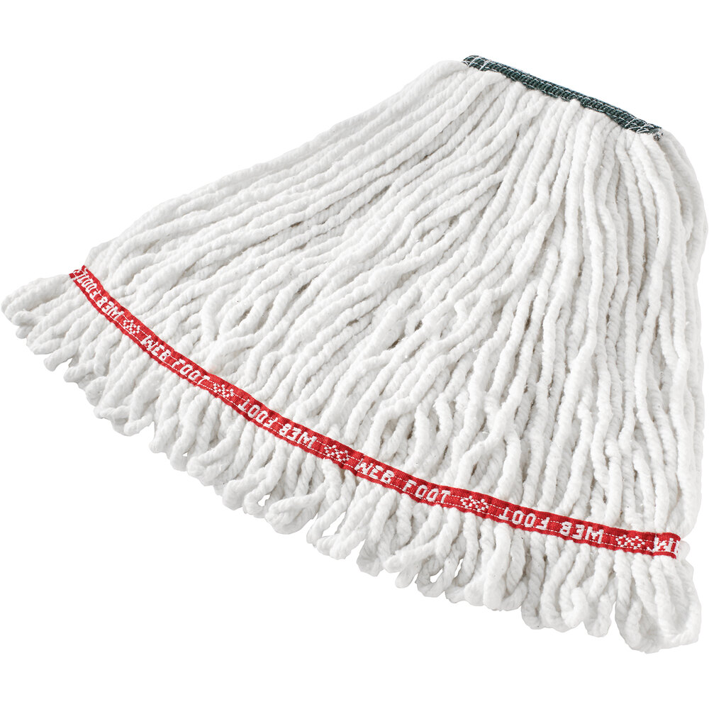 Rubbermaid® Web Foot FGA21206WH00 20 oz. White Blend Shrinkless Looped End Wet Mop Head with 1" Headband