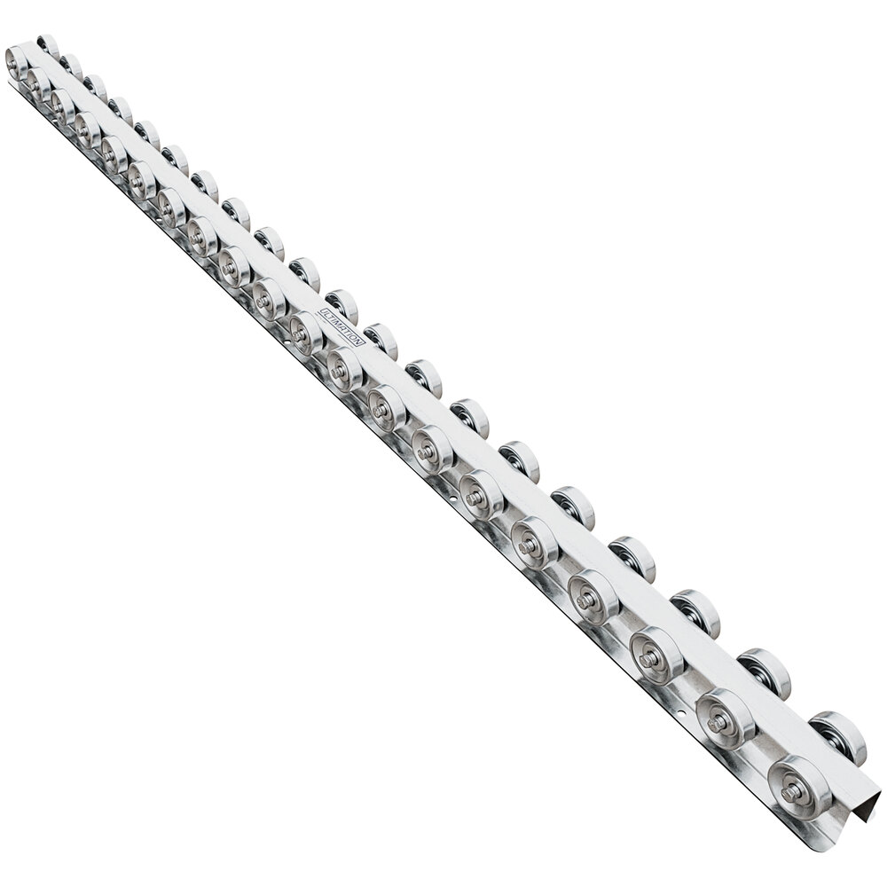 Lavex 60" Galvanized Steel Conveyor Flow Rail with Paired Steel Skate Wheels - 1000 lb. Capacity