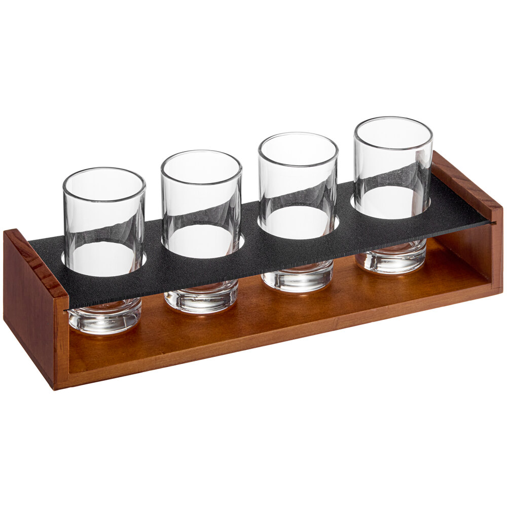 Acopa Write-On Drop-In Flight Carrier with Straight Up Tasting Glasses - 3/Set